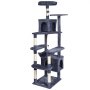 VEVOR Cat Tree for Indoor Cats, 72" Cat Tower with 2 Cat Condos, Sisal Scratching Post, Hammock, Top Perch, Jumping Platforms, Large Cat Furniture Activity Center with Hang Ball, Dark Grey