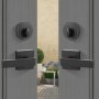 VEVOR Double Door Handle Set, Matte Black Square Door Lever, Double Front Door Handle Set with Reversible Handle Lever, Heavy Duty Double Door Lock Set with Dummy, for Office Door or Front Door