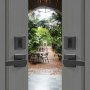 VEVOR Double Door Handle Set, Matte Black Arched Door Lever, Double Front Door Handle Set with Reversible Handle Lever, Heavy Duty Double Door Lock Set with Dummy, for Office Door or Front Door