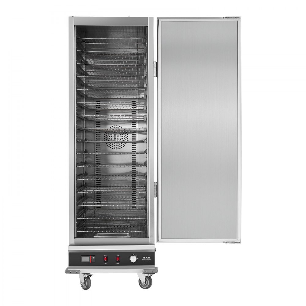 VEVOR Hot Box Food Warmer, 16-Tier Large Concession Warmer with Water Tray, Single-door and Adjustable Shelves, Stainless Steel Food Warmer Cabinet, Ideal for Storing Pizza, Chicken, Restaurant