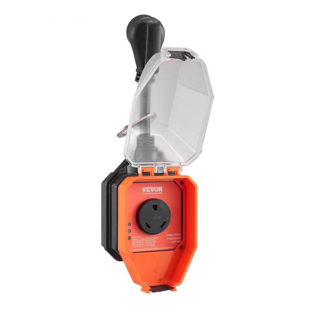 VEVOR RV Surge Protector, 30 Amp, 4100 Joules RV Voltage Protector Monitor Circuit Analyzer Power Guard, with Surge Protection Waterproof Cover Anti-Theft Lock for RV Camper Trailer, ETL Certified