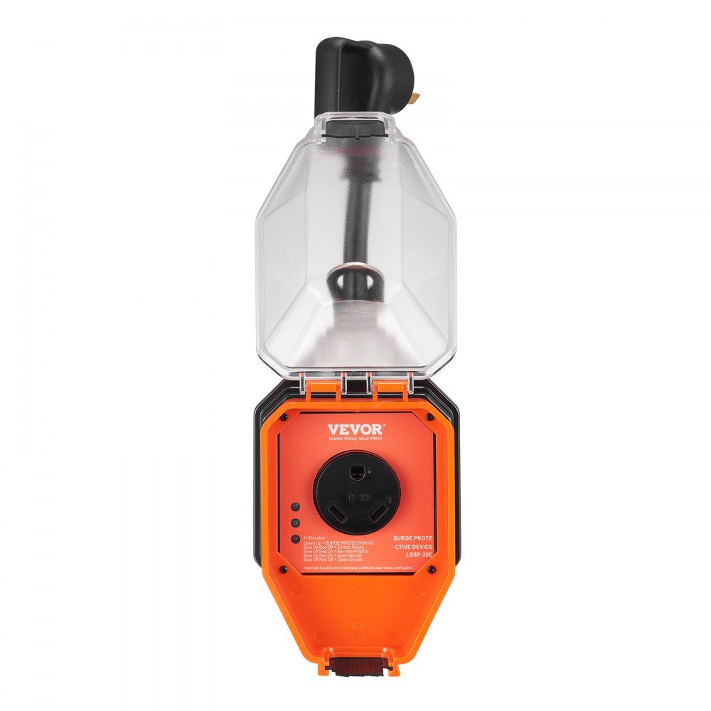 VEVOR RV Surge Protector, 30 Amp, 4100 Joules RV Voltage Protector Monitor Circuit Analyzer Power Guard, with Surge Protection Waterproof Cover Anti-Theft Lock for RV Camper Trailer, ETL Certified