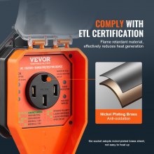 VEVOR RV Surge Protector, 50 Amp, 4800 Joules RV Voltage Protector Monitor Circuit Analyzer Power Guard, with Surge Protection Waterproof Cover Anti-Theft Lock for RV Camper Trailer, ETL Certified