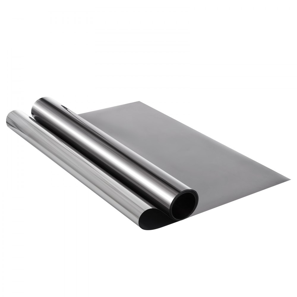 VEVOR Window Privacy Film, One Way Window Tint, Daytime Mirror Reflective Heat Control Glass, Static Cling Sun Blocking See out Not in Window Film for Home and Office, Black-Silver, 35.4 in x 13.1 ft