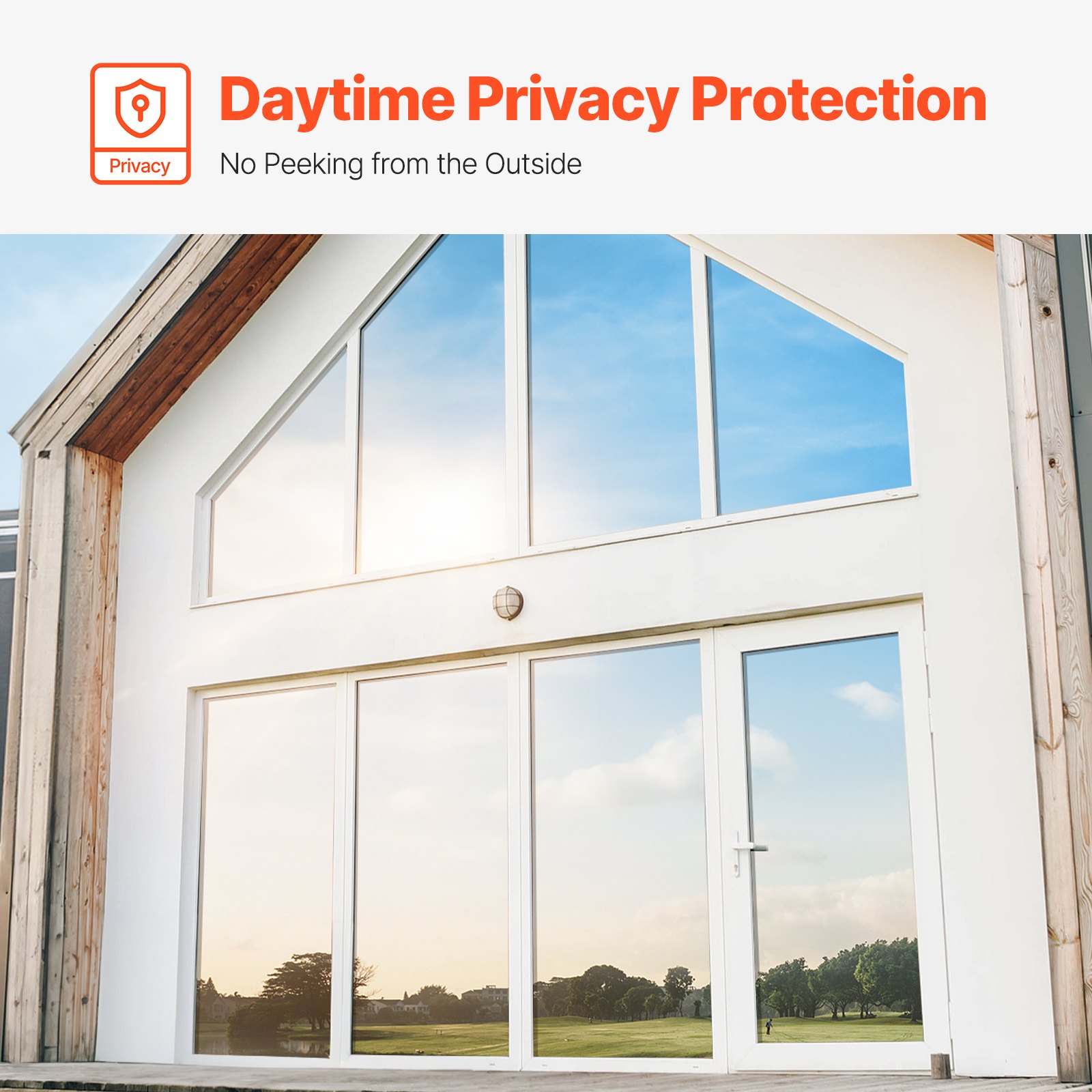 VEVOR Window Privacy Film, One Way Window Tint, Daytime Mirror Reflective Heat Control Glass, Static Cling Sun Blocking See out Not in Window Film for Home and Office, Black-Silver, 35.4 in x 13.1 ft