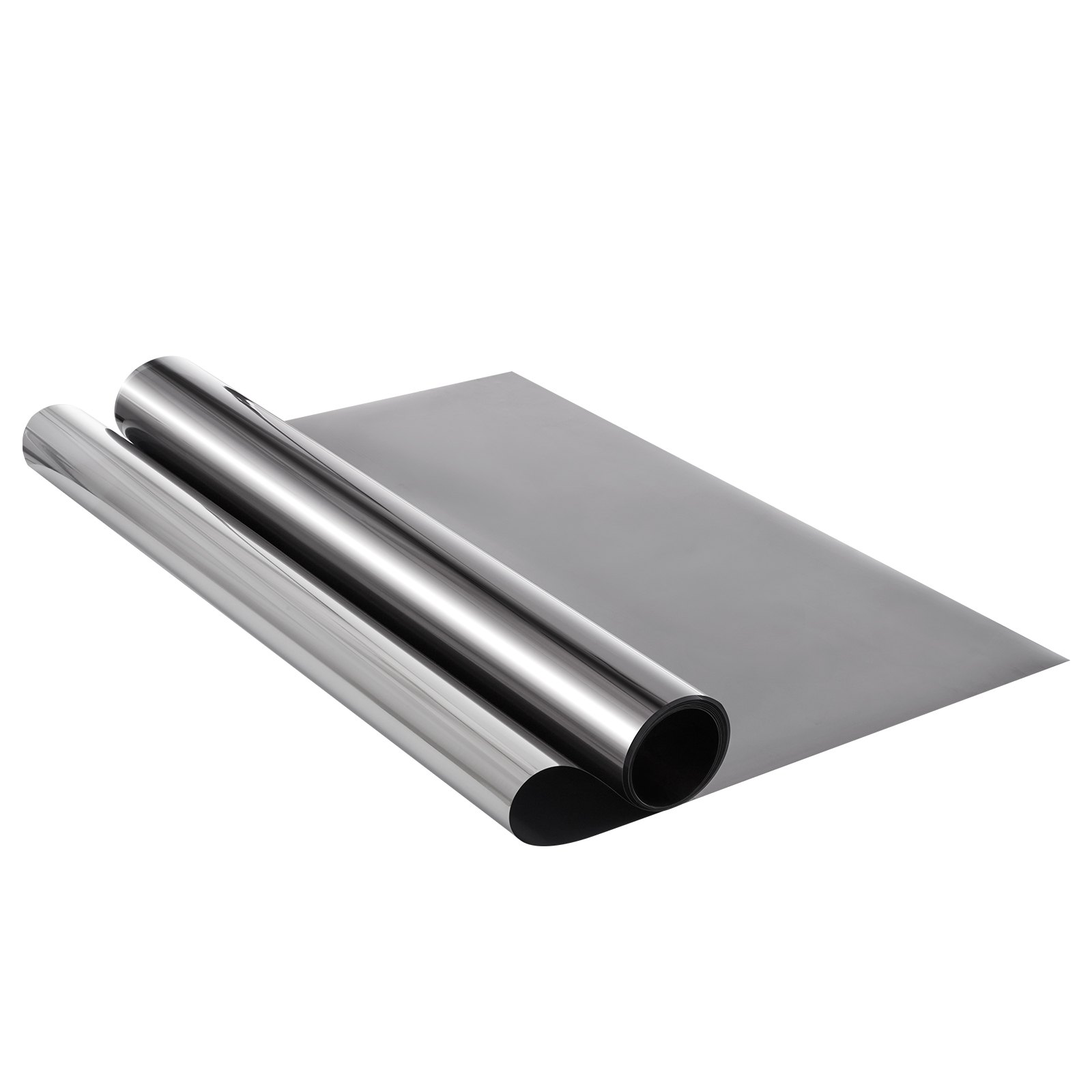 VEVOR Window Privacy Film, One Way Window Tint, Daytime Mirror Reflective Heat Control Glass, Static Cling Sun Blocking See out Not in Window Film for Home and Office, Black-Silver, 35.4 in x 13.1 ft