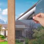 VEVOR Window Privacy Film, One Way Window Tint, Daytime Mirror Reflective Heat Control Glass, Static Cling Sun Blocking, See out Not in Window Film for Home and Office, Black-Silver, 36 in x 6.5 ft