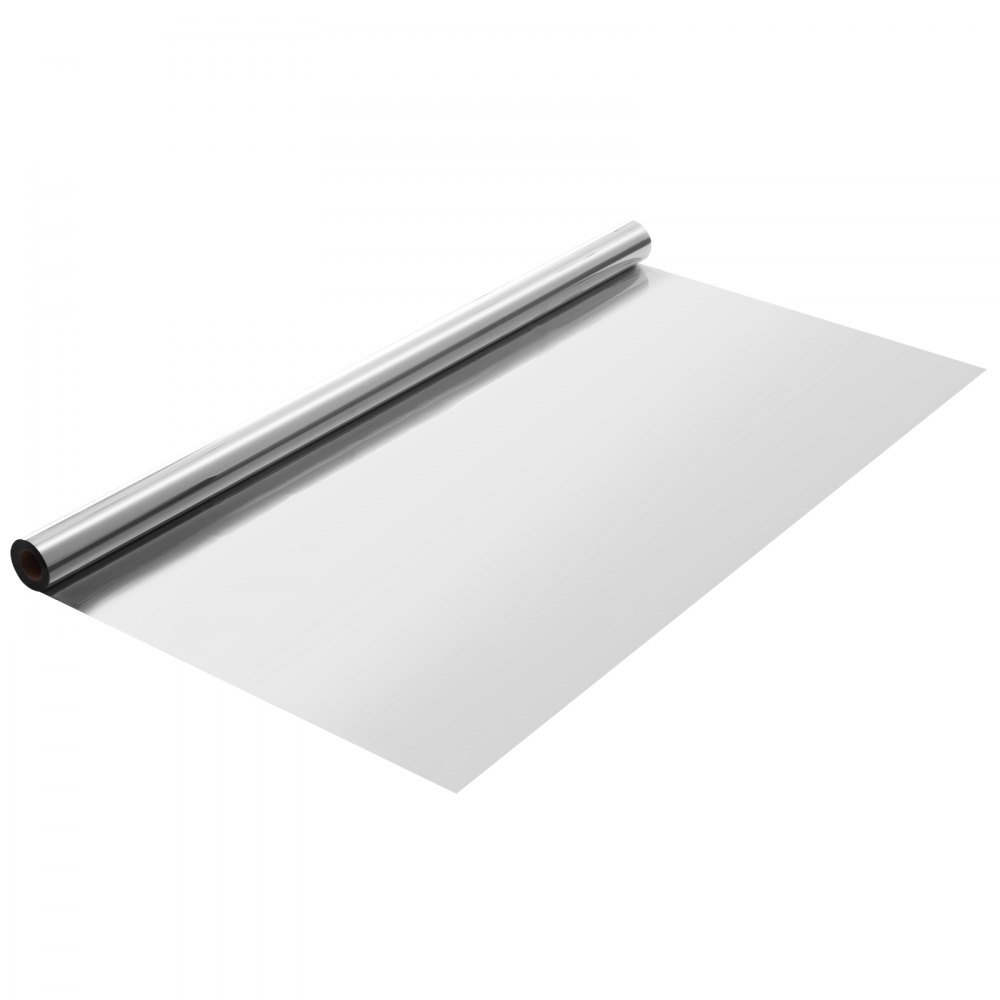 VEVOR Window Privacy Film, One Way Window Tint, Privacy Mirror Reflective Film, Sun Blocking Heat Control Glass, Self-Adhesive, See out Not in Window Film for Home and Office, Silver, 36 in x 49.3 ft