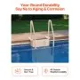 VEVOR Swimming Pool Ladder, 4-Step Double Handrails Stair with Non-slip Heavy Duty Steps, Load Capacity 181.4 kg, for 1219.2-1371.6 mm Inground & Above-ground Pool of Any Decking Surface, Taupe