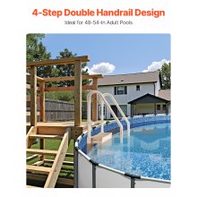 4-Step Taupe Pool Ladder of Double Handrails Supports 400 lb for 48-54 In Pools