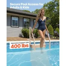 VEVOR 4-Step Taupe Pool Ladder of 2 Handrails Supports 400 lb for 48-54 In Pools