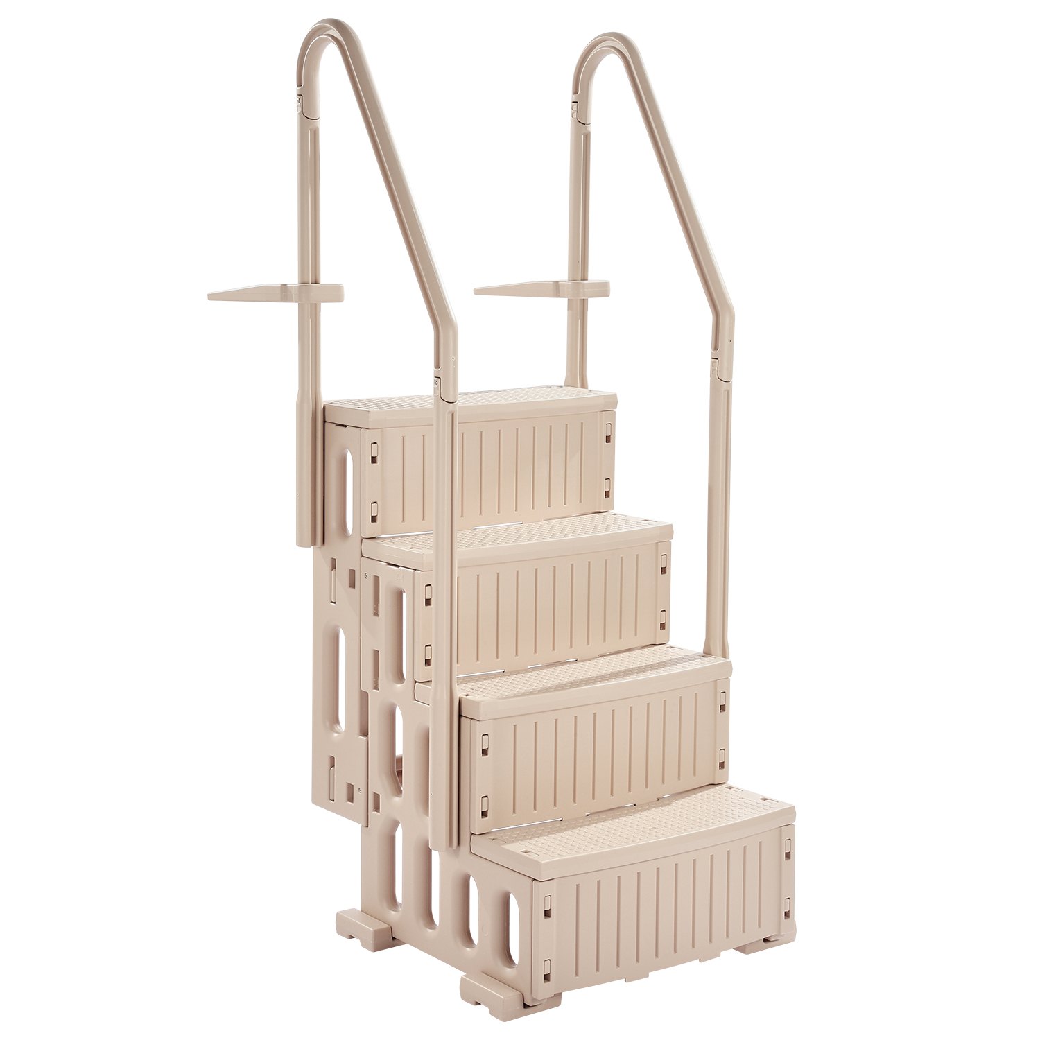 VEVOR Swimming Pool Ladder, 4-Step Double Handrails Stair with Non-slip Heavy Duty Steps, Load Capacity 181.4 kg, for 1219.2-1371.6 mm Inground & Above-ground Pool of Any Decking Surface, Taupe