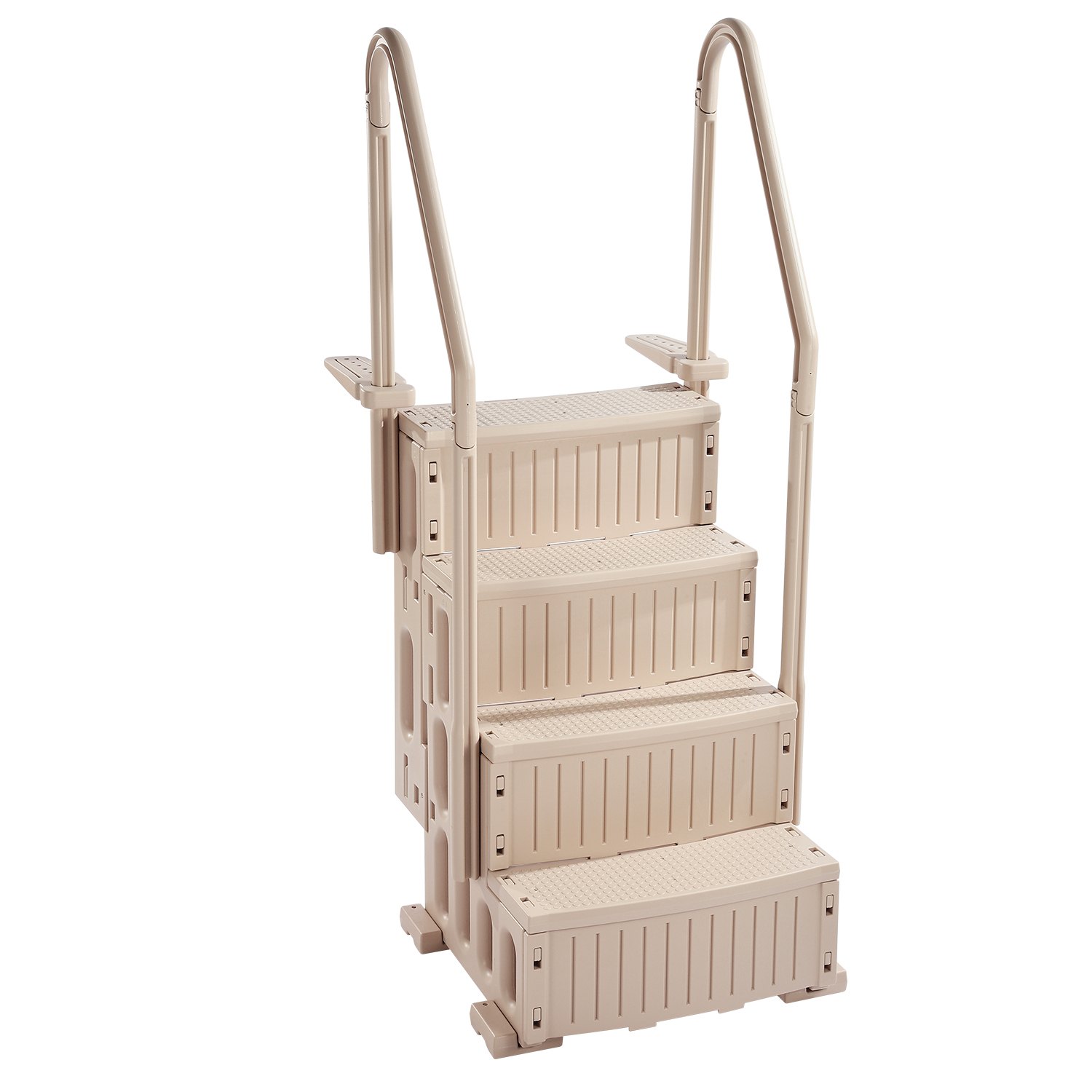 VEVOR Swimming Pool Ladder, 4-Step Double Handrails Stair with Non-slip Heavy Duty Steps, Load Capacity 181.4 kg, for 1219.2-1371.6 mm Inground & Above-ground Pool of Any Decking Surface, Taupe