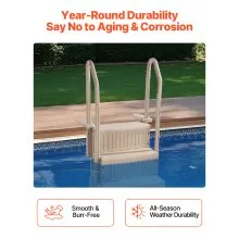 VEVOR 3-Step Taupe Pool Ladder of 2 Handrails Supports 400 lb for 36-48 In Pools