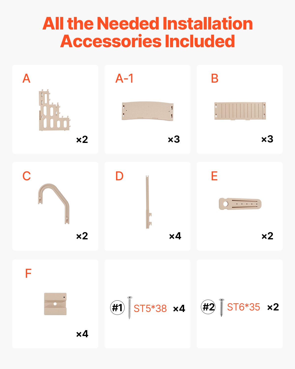 VEVOR Swimming Pool Ladder, 3-Step Double Handrails Stair with Non-slip Heavy Duty Steps, Load Capacity 181.4 kg, for 914.4-1219.2 mm Inground & Above-ground Pool of Any Decking Surface, Taupe