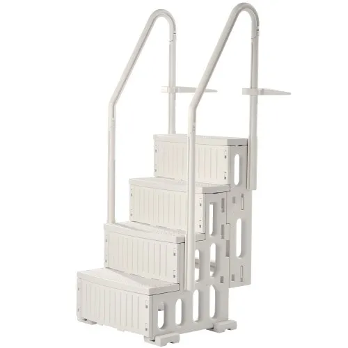 VEVOR Swimming Pool Ladder, 4-Step Double Handrails Stairs with Non-slip Heavy Duty Steps, Max Load Capacity 400 lbs, for 48-54 In Inground & Above-ground Pools of Any Decking Surface, Milk White