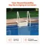 VEVOR Swimming Pool Ladder, 4-Step Double Handrails Stairs with Non-slip Heavy Duty Steps, Max Load Capacity 400 lbs, for 48-54 In Inground & Above-ground Pools of Any Decking Surface, Milk White