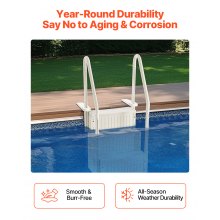 4-Step White Pool Ladder of Double Handrails Supports 400 lb for 48-54 In Pools