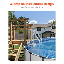 4-Step Grey Pool Ladder of Double Handrails Supports 400 lb for 48-54 In Pool