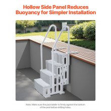 4-Step Grey Pool Ladder of Double Handrails Supports 400 lb for 48-54 In Pool