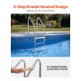 VEVOR Swimming Pool Ladder, 3-Step Double Handrails Stair with Non-slip Heavy Duty Steps, Stainless Steel Load Capacity 120 kg, for 1219.2-1371.6 mm Inground Pool of Any Deck Surface Indoor & Outdoor