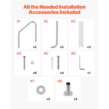 3-Step Stainless Steel Pool Ladder of 2 Handrails Loads 265 lb for 48-54 In Pool