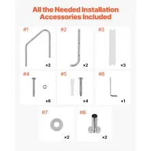 3-Step Stainless Steel Pool Ladder of 2 Handrails Loads 265 lb for 48-54 In Pool