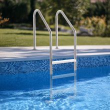 3-Step Stainless Steel Pool Ladder of 2 Handrails Loads 265 lb for 48-54 In Pool