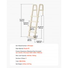 Inclined Pool Ladder 5-Step & 2 Handrails of 300 lb Capacity for 48-54 In Pools