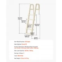Inclined Pool Ladder 5-Step & 2 Handrails of 300 lb Capacity for 48-54 In Pools