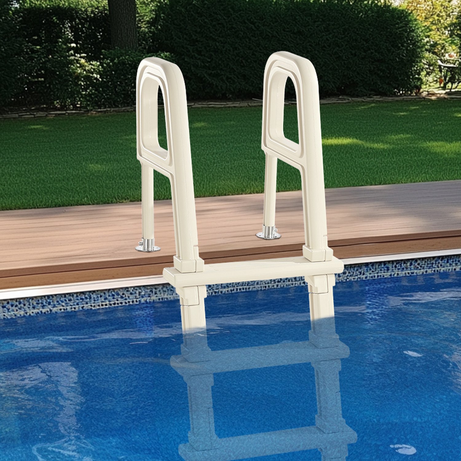 VEVOR Swimming Pool Ladder, 75°Inclined 5-Step Double Handrails Stair, Non-slip Steps of 136 kg Load Capacity, for 1219.2-1371.6 mm Inground & Above-ground Pools of Any Deck Surface Indoor & Outdoor