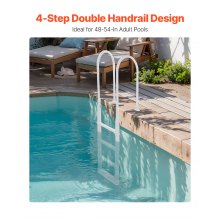 VEVOR Thickened 4-Step Pool Ladder of Double Handrails for 1219.2-1371.6mm Pool