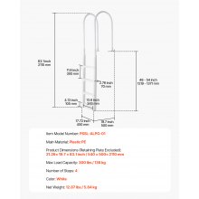 VEVOR Thickened 4-Step Pool Ladder 2 Handrails Loads 300 lb for 48-54 In Pool