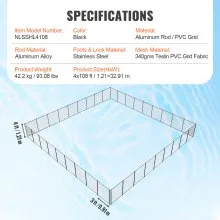 VEVOR Pool Fence, 4 x 108 FT Pool Fences for Inground Pools, Removable Child Safety Pool Fencing, Easy DIY Installation Swimming Pool Fence, 340gms Teslin PVC Pool Fence Mesh Protects Kids and Pets