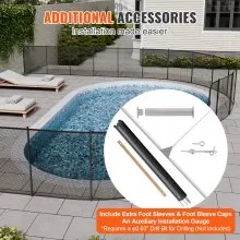 VEVOR Pool Fence, 4 x 12 FT Pool Fences for Inground Pools, Removable Child Safety Pool Fencing, Easy DIY Installation Swimming Pool Fence, 340gms Teslin PVC Pool Fence Mesh Protects Kids and Pets