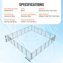 VEVOR Pool Fence, 4 x 72 FT Pool Fences for Inground Pools, Removable Child Safety Pool Fencing, Easy DIY Installation Swimming Pool Fence, 340gms Teslin PVC Pool Fence Mesh Protects Kids and Pets