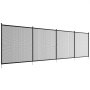 VEVOR pool fence with black mesh panels and metal posts, providing safety and privacy for pool areas.