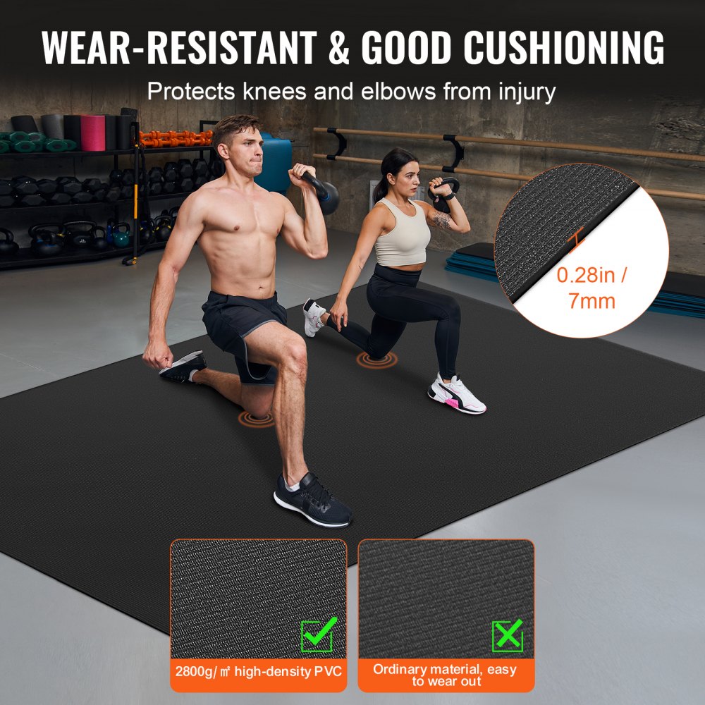 VEVOR Exercise Mat Non Slip Yoga Mat Gym Fitness Pilate Workout Mat (2.4x1.5 m)