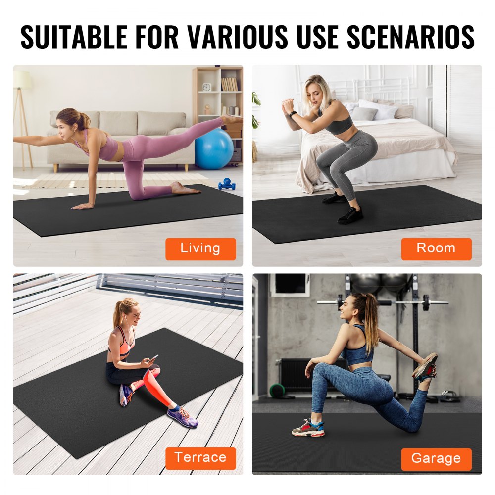 VEVOR Exercise Mat Non Slip Yoga Mat Gym Fitness Pilate Workout Mat (2.4x1.5 m)