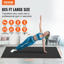 VEVOR Exercise Mat, Non Slip High Density Premium Yoga Mat, Exercise Yoga Mat for Men & Women, Fitness & Exercise Mat with Bag & Carry Strap, for All Types of Home Yoga, Pilate & Floor Workout (8x5ft)