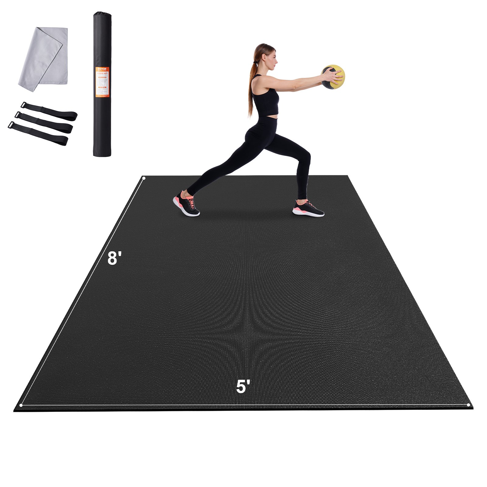 VEVOR Exercise Mat Non Slip Yoga Mat Gym Fitness Pilate Workout Mat (2.4x1.5 m)