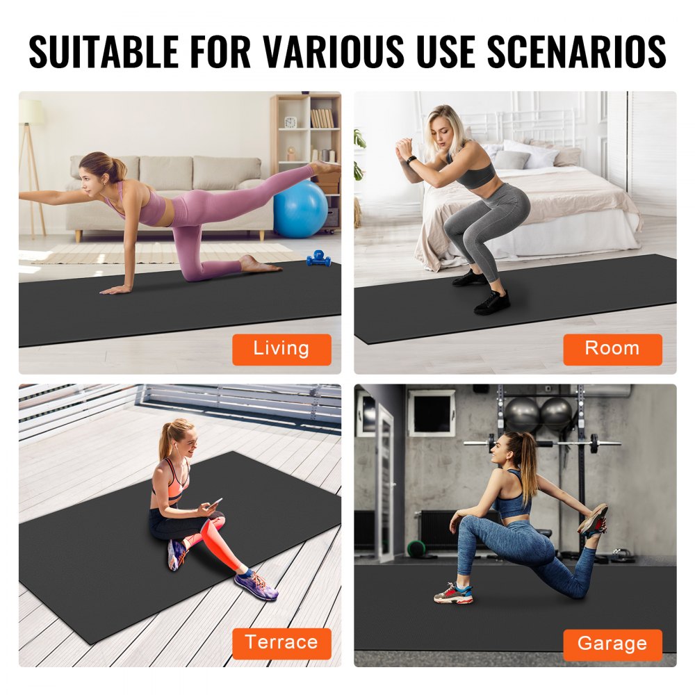 VEVOR Exercise Mat Non Slip Yoga Mat Gym Fitness Pilate Workout Mat (3x1.8 m)