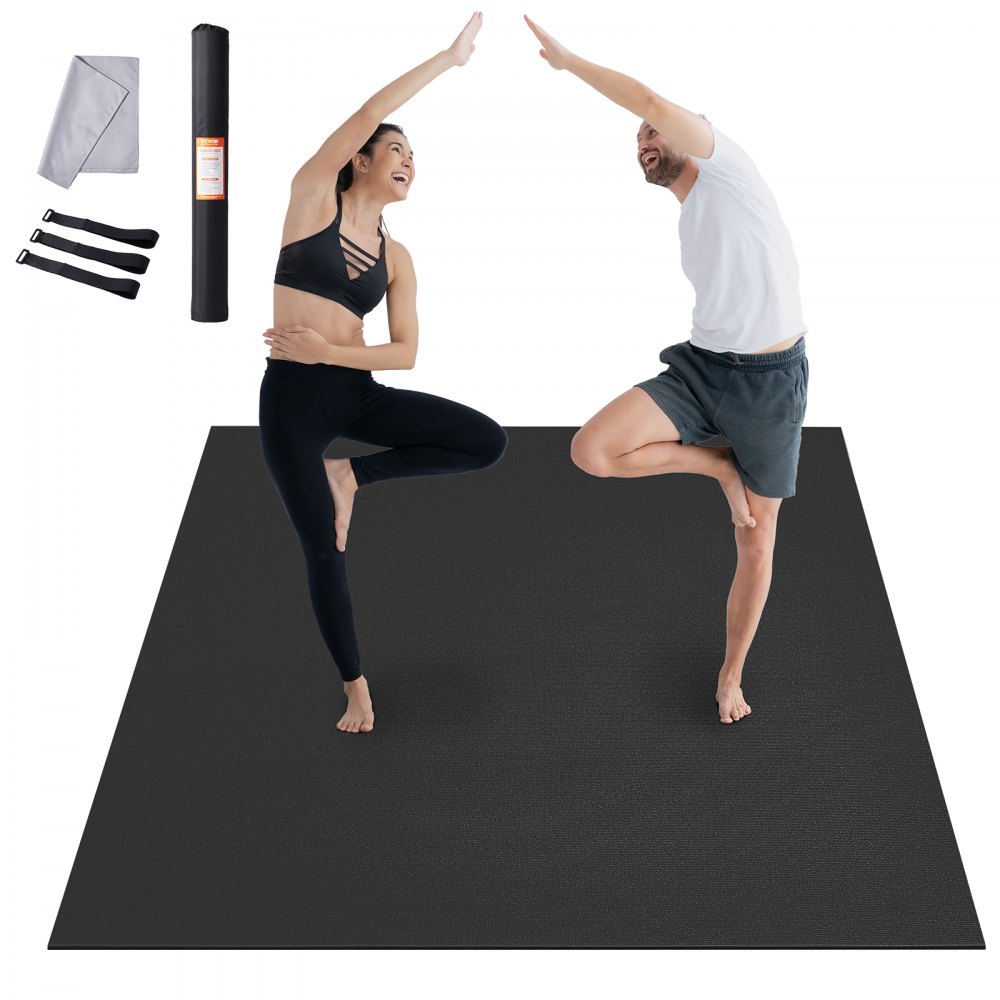 VEVOR Tapis d'exercice, tapis de yoga antidérapant haute densité de qualité supérieure, tapis de yoga pour hommes et femmes, tapis de fitness et d'exercice avec sac et sangle de transport, pour tous les types de yoga à domicile, Pilate et entraînement au sol (3 x 1,8 m)