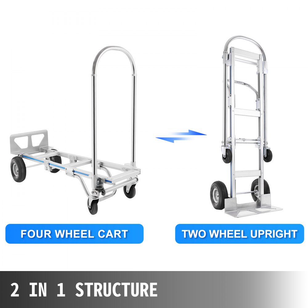 Vevor Folding Aluminium Hand Truck Trolley Luggage Cart Foldable Wheels 400Kg