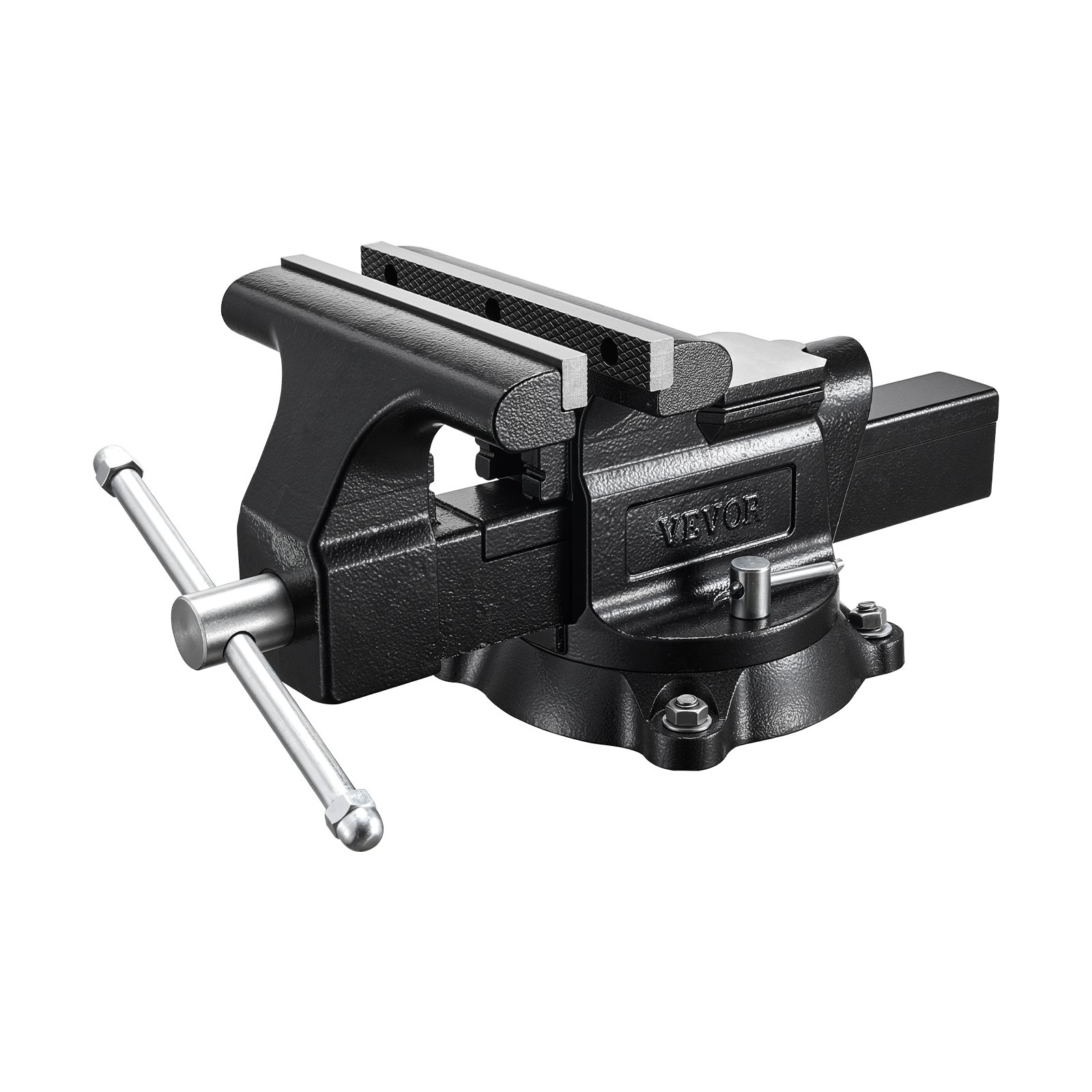 VEVOR Heavy Duty Bench Vise, 254 mm Jaw Width, Multi-Purpose Ductile Iron Bench Vise with Anvil and 360-Degree Locking Swivel Base, 109 mm Throat Depth, 254 mm Jaw Opening, for Drilling, Pipe Cutting