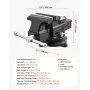 VEVOR Heavy Duty Bench Vise, 100 mm Jaw Width, Multi-Purpose Ductile Iron Bench Vise with Anvil and 360-Degree Locking Swivel Base, 57 mm Throat Depth, 120 mm Jaw Opening, for Drilling, Pipe Cutting
