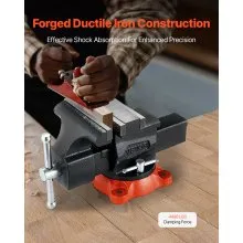 5.5" Bench Vise Multipurpose Heavy Duty Ductile Iron Swivel Locking Base