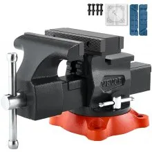 5.5" Bench Vise Multipurpose Heavy Duty Ductile Iron Swivel Locking Base