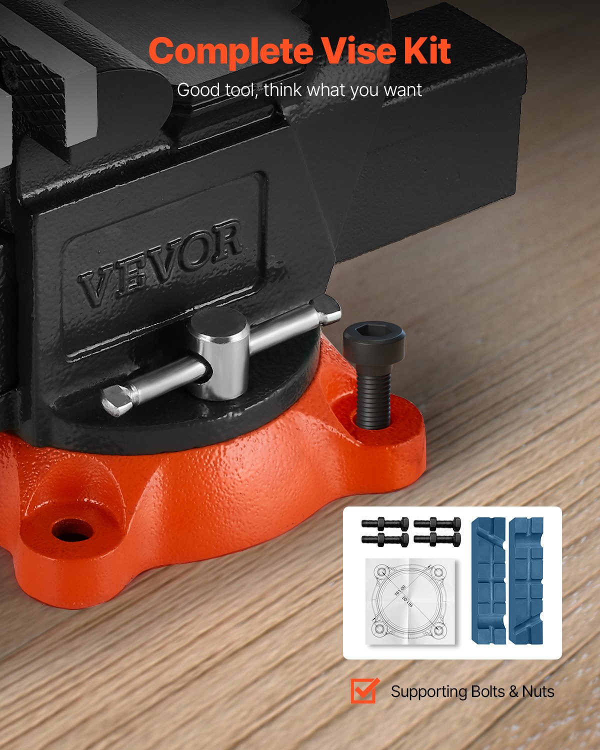 VEVOR Bench Vise, 5" Jaw Width, 5" Max Jaw Opening Multipurpose Vise with 360° Swivel Locking Base, 2.8" Throat Depth, Heavy Duty Ductile Iron Workbench Vise with Anvil, for Clamping Round Pipes