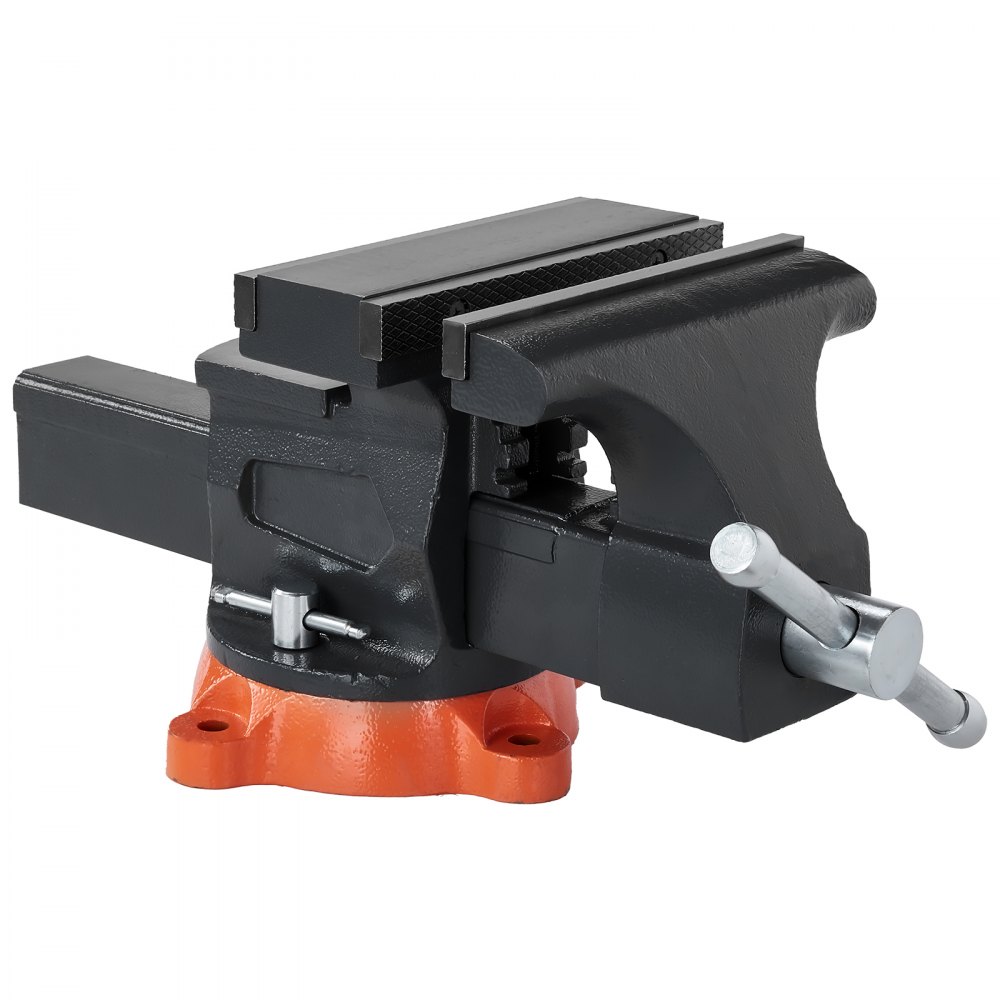 VEVOR Bench Vise, 203 mm(8") Jaw Width, 203 mm(8") Max Jaw Opening Multipurpose Vise with 360°Swivel Locking Base, 94 mm(3.7") Throat Depth, Heavy Duty Ductile Iron Workbench Vise, Two-Way Jaws for Clamping Round Pipes